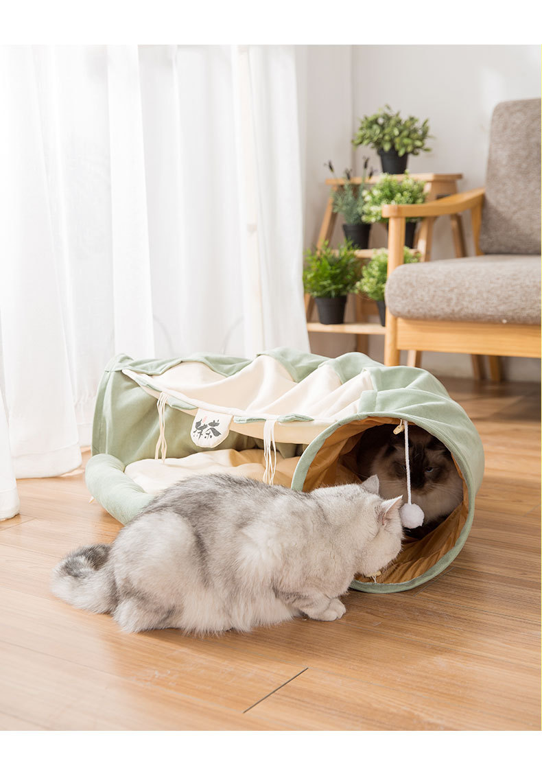 猫玩具可折叠猫隧道 猫通道滚地龙猫窝猫咪春夏猫床 宠物用品