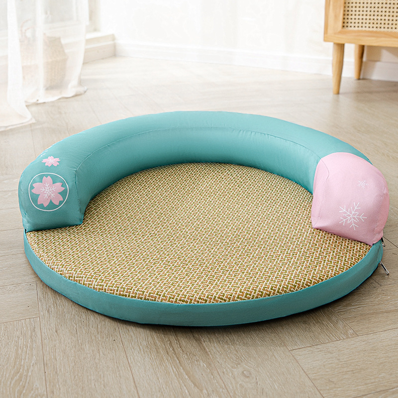 樱花猫垫子睡觉用夏季凉席垫猫窝四季通用夏天冰垫床地垫宠物用品：日系樱花