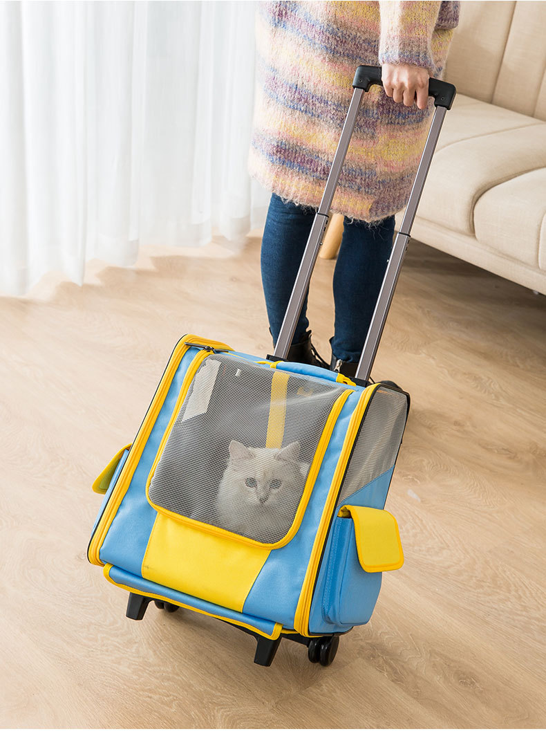 猫包外出便携宠物双肩包拉杆猫包猫咪出门背包透气宠物大号拉杆箱