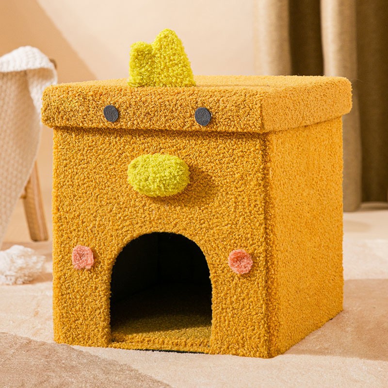 猫咪窝垫猫咪房子猫窝可折叠四季通用半封闭可拆洗宠物用品：黄色小鸡;通用
